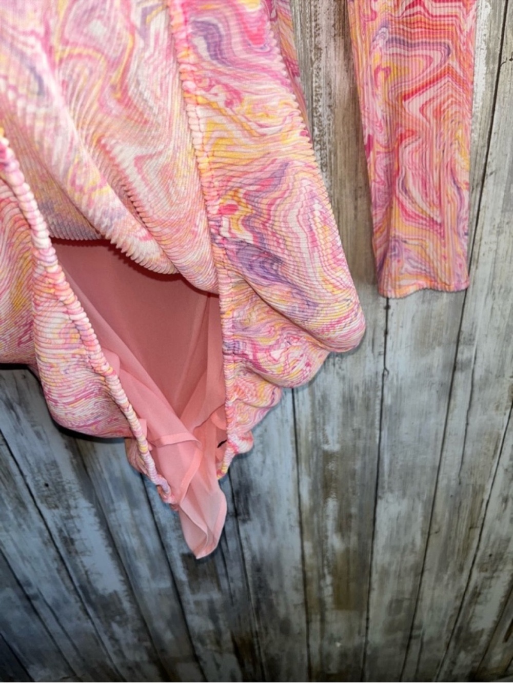 LoveShackFancy Nanita Mini Dress Golden Maize Pink Print Cutout Long Sleeve S - Picture 6 of 7
